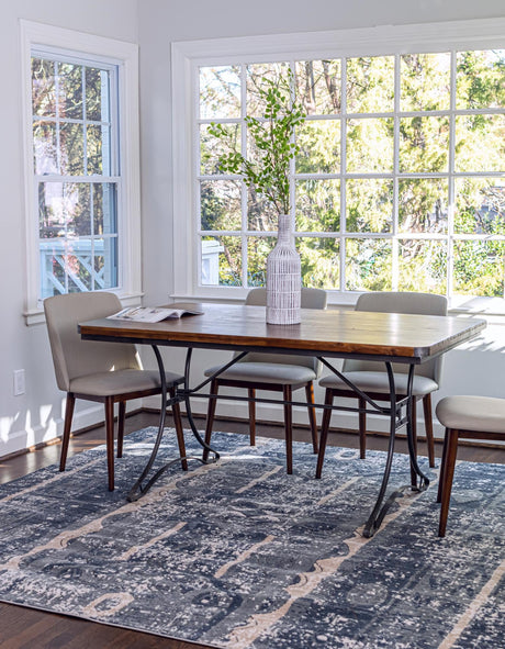 Blue 4' 1 x 4' 1 Portland Square Area Rug 85% Polypropylene & 15% Polyester Vintage Distressed Traditional Carpet for Home Decor for Sale at Rug Engine