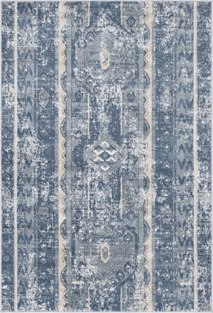 Blue 4' 1 x 6' 1 Portland Rectangle Area Rug 85% Polypropylene & 15% Polyester Vintage Distressed Traditional Carpet for Home Decor for Sale at Rug Engine