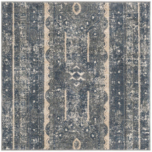 Blue 4' 1 x 4' 1 Portland Square Area Rug 85% Polypropylene & 15% Polyester Vintage Distressed Traditional Carpet for Home Decor for Sale at Rug Engine
