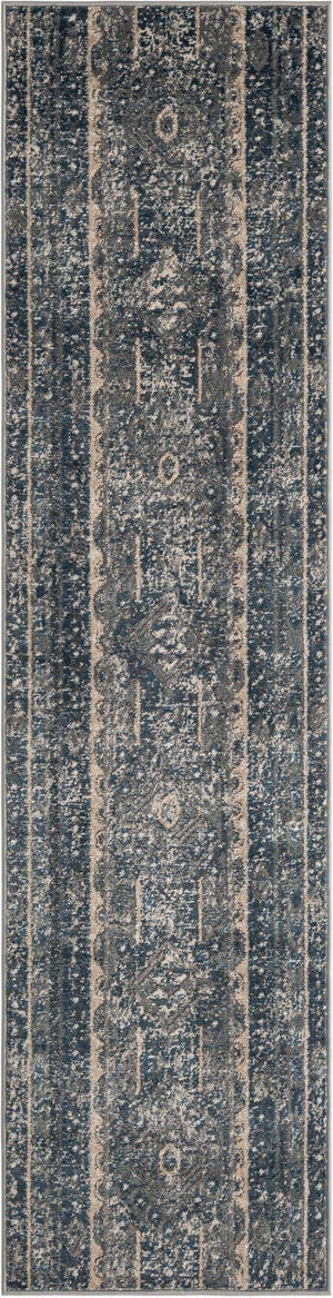 Blue 2' x 8' Portland Runner Area Rug 85% Polypropylene & 15% Polyester Vintage Distressed Traditional Carpet for Home Decor for Sale at Rug Engine