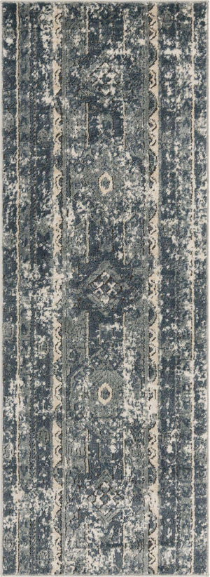 Blue 2' x 6' 1 Portland Runner Area Rug 85% Polypropylene & 15% Polyester Vintage Distressed Traditional Carpet for Home Decor for Sale at Rug Engine