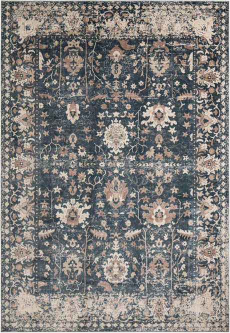Blue 10' x 14' 1 Portland Rectangle Area Rug 85% Polypropylene & 15% Polyester Vintage Distressed Traditional Carpet for Home Decor for Sale at Rug Engine