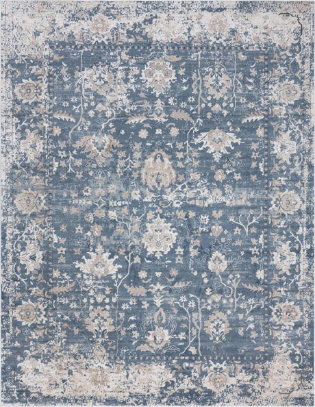 Blue 10' x 13' 1 Portland Rectangle Area Rug 85% Polypropylene & 15% Polyester Vintage Distressed Traditional Carpet for Home Decor for Sale at Rug Engine