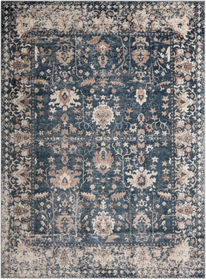 Blue 9' x 12' Portland Rectangle Area Rug 85% Polypropylene & 15% Polyester Vintage Distressed Traditional Carpet for Home Decor for Sale at Rug Engine