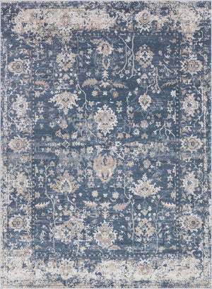 Blue 7' 10 x 11' Portland Rectangle Area Rug 85% Polypropylene & 15% Polyester Vintage Distressed Traditional Carpet for Home Decor for Sale at Rug Engine