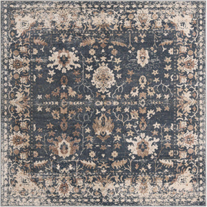 Blue 7' 10 x 7' 10 Portland Square Area Rug 85% Polypropylene & 15% Polyester Vintage Distressed Traditional Carpet for Home Decor for Sale at Rug Engine