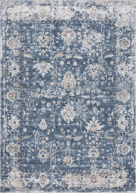 Blue 7' 1 x 10' Portland Rectangle Area Rug 85% Polypropylene & 15% Polyester Vintage Distressed Traditional Carpet for Home Decor for Sale at Rug Engine