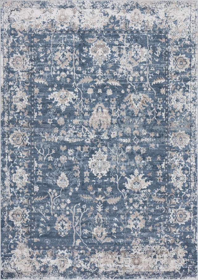 Blue 7' 1 x 10' Portland Rectangle Area Rug 85% Polypropylene & 15% Polyester Vintage Distressed Traditional Carpet for Home Decor for Sale at Rug Engine