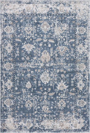 Blue 6' 1 x 9' Portland Rectangle Area Rug 85% Polypropylene & 15% Polyester Vintage Distressed Traditional Carpet for Home Decor for Sale at Rug Engine