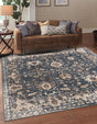 Blue 5' 3 x 5' 3 Portland Square Area Rug 85% Polypropylene & 15% Polyester Vintage Distressed Traditional Carpet for Home Decor for Sale at Rug Engine