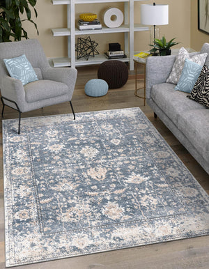 Blue 2' 2 x 3' 1 Portland Rectangle Area Rug 85% Polypropylene & 15% Polyester Vintage Distressed Traditional Carpet for Home Decor for Sale at Rug Engine