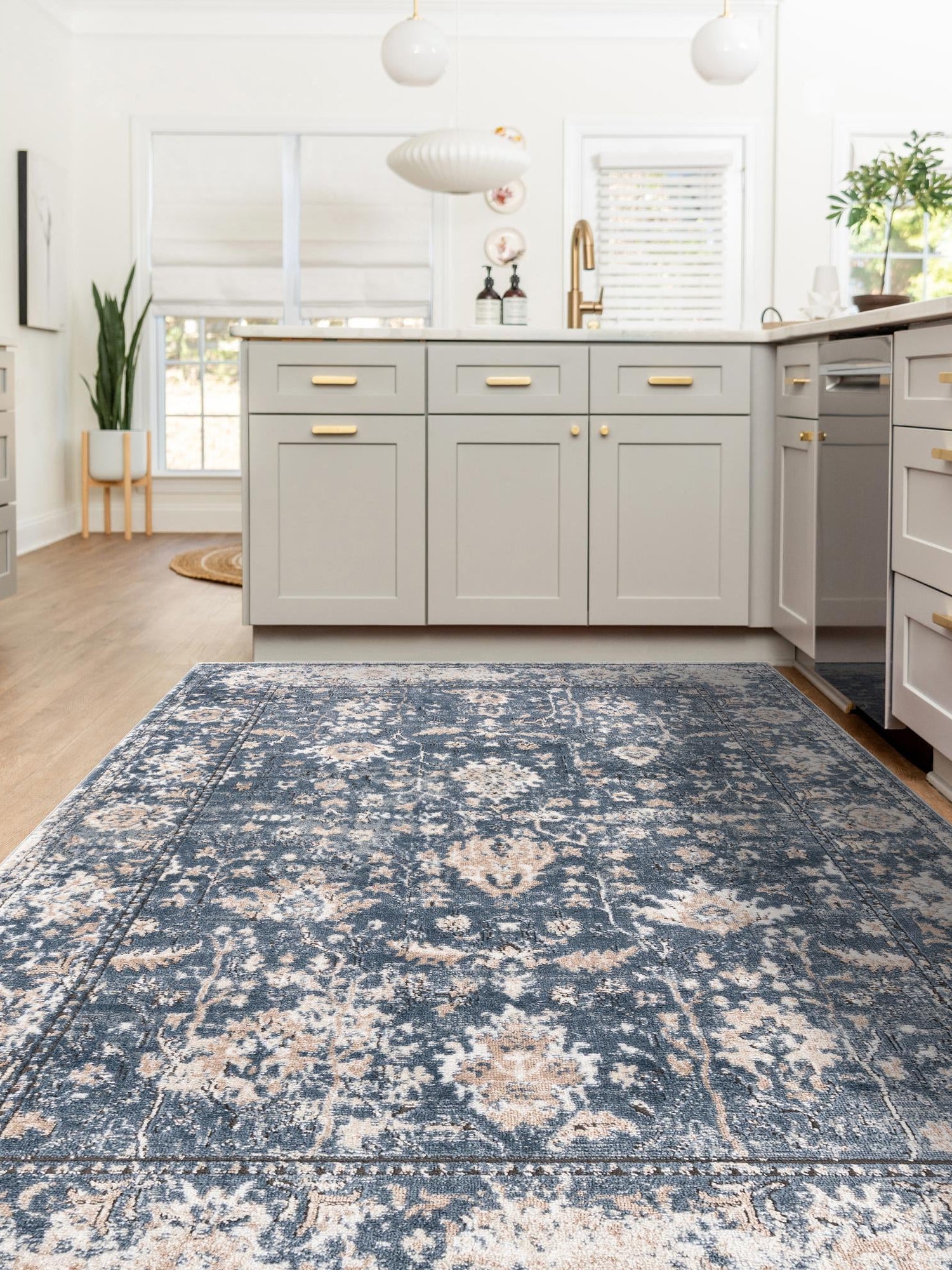Blue 2' 2 x 3' 1 Portland Rectangle Area Rug 85% Polypropylene & 15% Polyester Vintage Distressed Traditional Carpet for Home Decor for Sale at Rug Engine