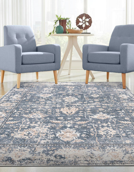 Blue 10' x 14' 1 Portland Rectangle Area Rug 85% Polypropylene & 15% Polyester Vintage Distressed Traditional Carpet for Home Decor for Sale at Rug Engine
