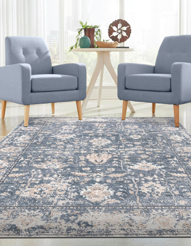 Blue 2' 2 x 3' 1 Portland Rectangle Area Rug 85% Polypropylene & 15% Polyester Vintage Distressed Traditional Carpet for Home Decor for Sale at Rug Engine