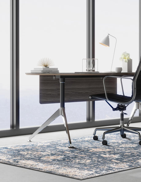 Blue 10' x 13' 1 Portland Rectangle Area Rug 85% Polypropylene & 15% Polyester Vintage Distressed Traditional Carpet for Home Decor for Sale at Rug Engine