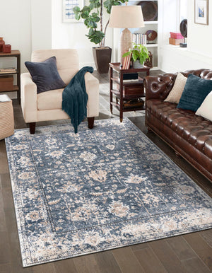 Blue 2' 2 x 3' 1 Portland Rectangle Area Rug 85% Polypropylene & 15% Polyester Vintage Distressed Traditional Carpet for Home Decor for Sale at Rug Engine