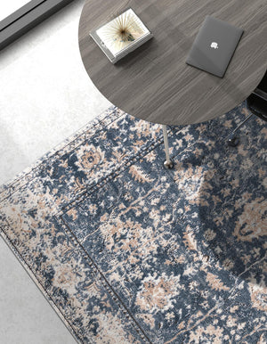 Blue 4' 1 x 6' 1 Portland Rectangle Area Rug 85% Polypropylene & 15% Polyester Vintage Distressed Traditional Carpet for Home Decor for Sale at Rug Engine
