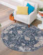 Blue 3' 1 x 3' 1 Portland Round Area Rug 85% Polypropylene & 15% Polyester Vintage Distressed Traditional Carpet for Home Decor for Sale at Rug Engine
