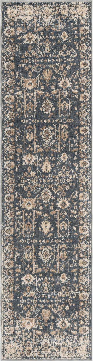 Blue 2' x 8' Portland Runner Area Rug 85% Polypropylene & 15% Polyester Vintage Distressed Traditional Carpet for Home Decor for Sale at Rug Engine