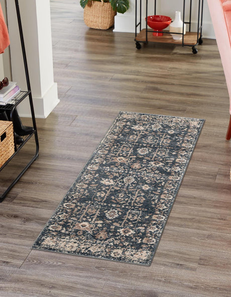Blue 2' 2 x 12' Portland Runner Area Rug 85% Polypropylene & 15% Polyester Vintage Distressed Traditional Carpet for Home Decor for Sale at Rug Engine