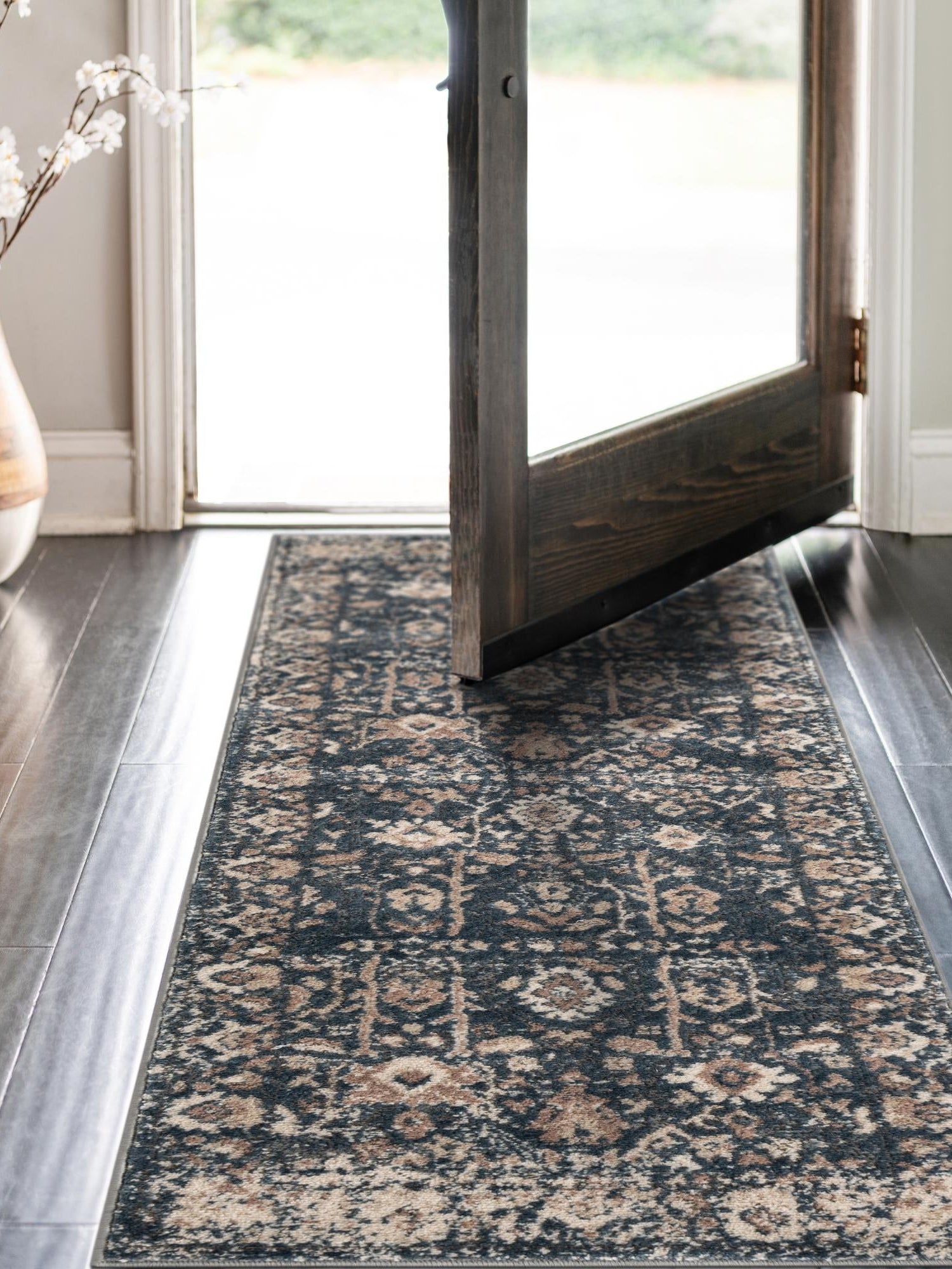Blue 2' x 8' Portland Runner Area Rug 85% Polypropylene & 15% Polyester Vintage Distressed Traditional Carpet for Home Decor for Sale at Rug Engine