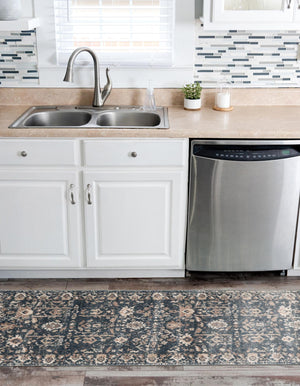 Blue 2' 2 x 12' Portland Runner Area Rug 85% Polypropylene & 15% Polyester Vintage Distressed Traditional Carpet for Home Decor for Sale at Rug Engine