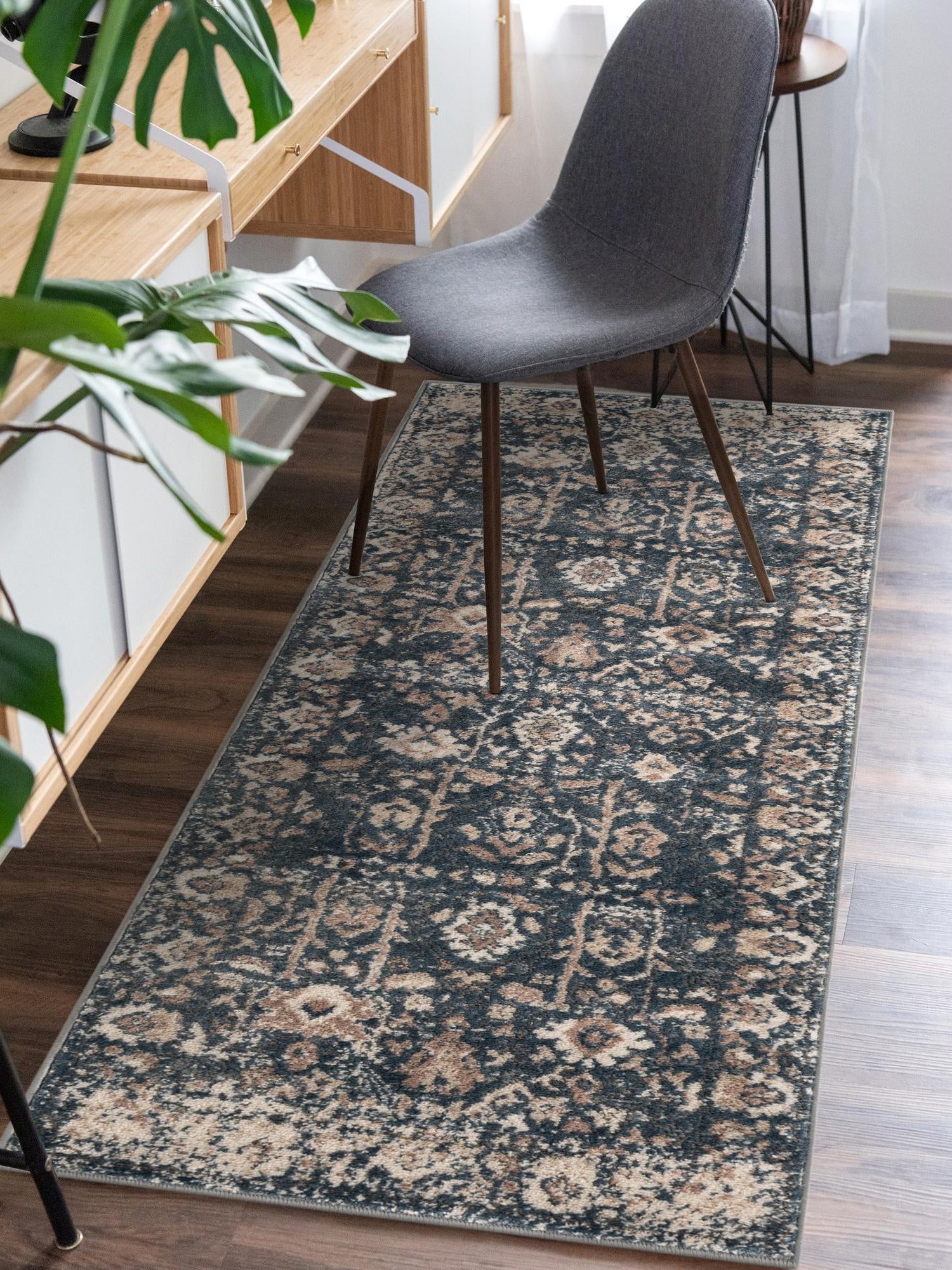 Blue 2' x 8' Portland Runner Area Rug 85% Polypropylene & 15% Polyester Vintage Distressed Traditional Carpet for Home Decor for Sale at Rug Engine