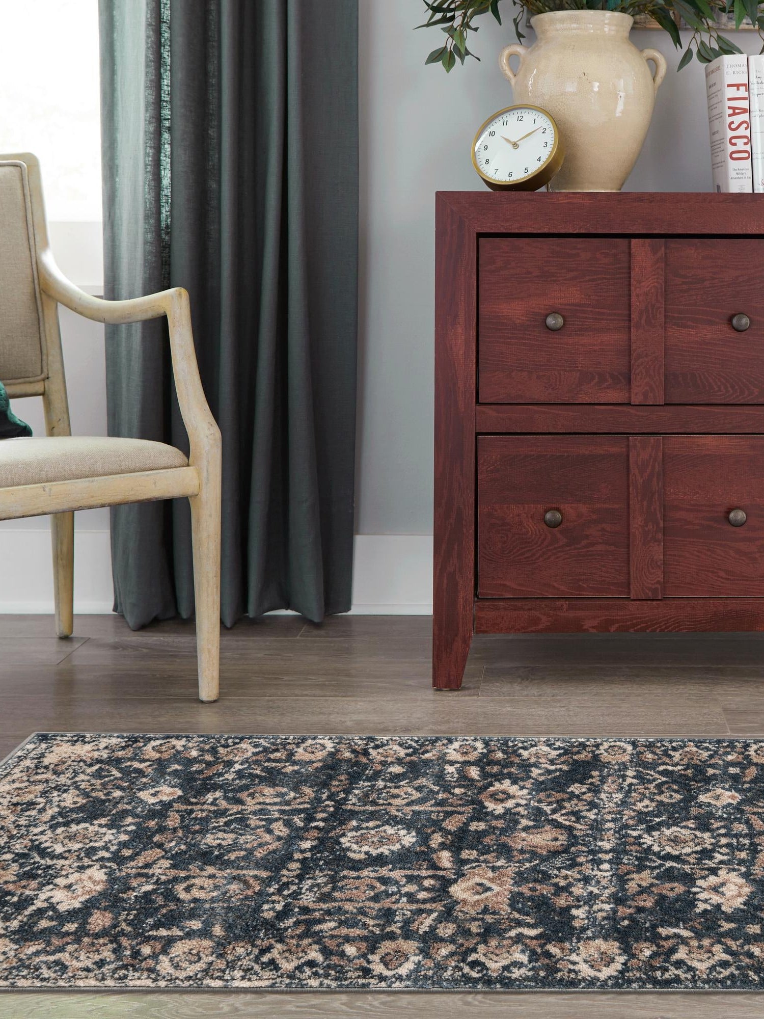 Blue 2' x 8' Portland Runner Area Rug 85% Polypropylene & 15% Polyester Vintage Distressed Traditional Carpet for Home Decor for Sale at Rug Engine