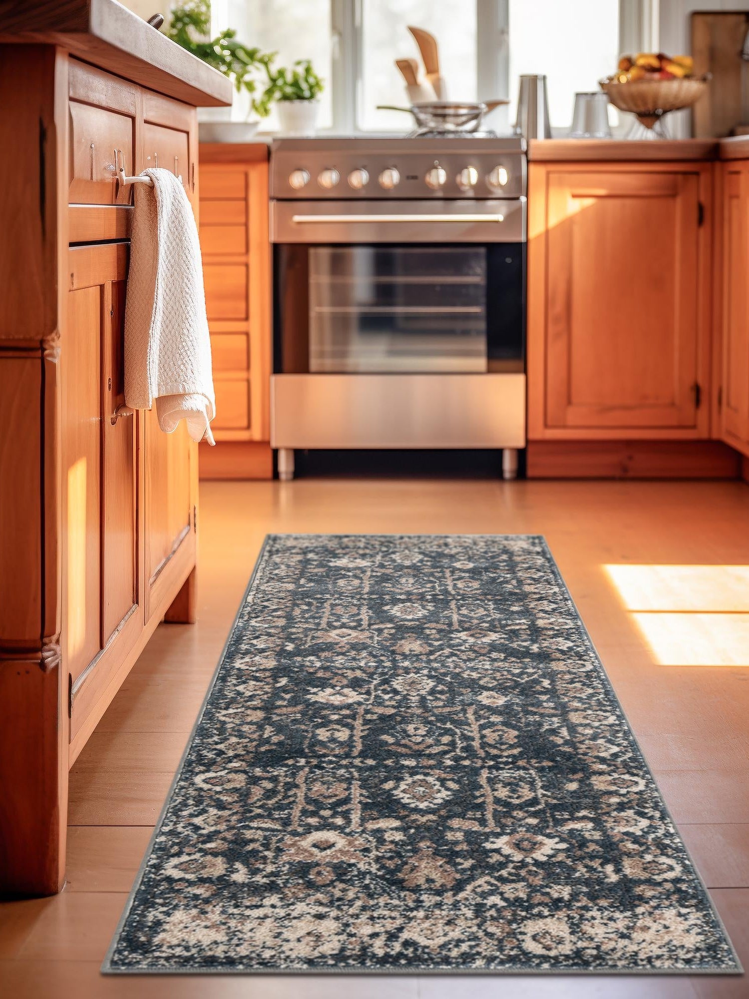 Blue 2' x 8' Portland Runner Area Rug 85% Polypropylene & 15% Polyester Vintage Distressed Traditional Carpet for Home Decor for Sale at Rug Engine