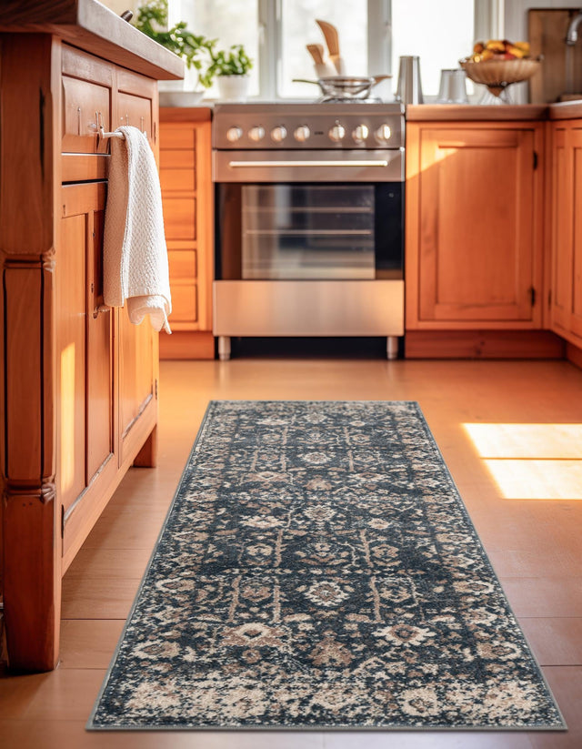 Blue 2' x 8' Portland Runner Area Rug 85% Polypropylene & 15% Polyester Vintage Distressed Traditional Carpet for Home Decor for Sale at Rug Engine