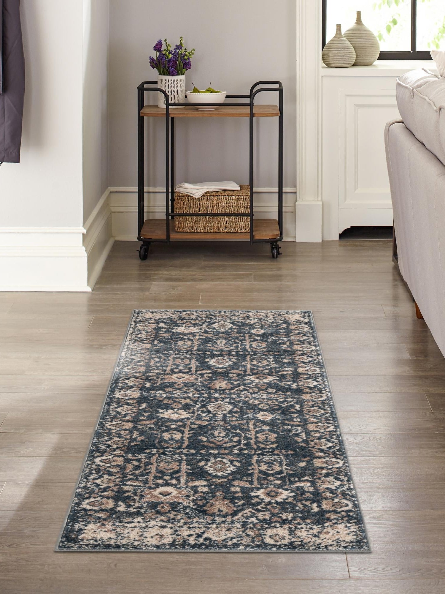 Blue 2' x 8' Portland Runner Area Rug 85% Polypropylene & 15% Polyester Vintage Distressed Traditional Carpet for Home Decor for Sale at Rug Engine