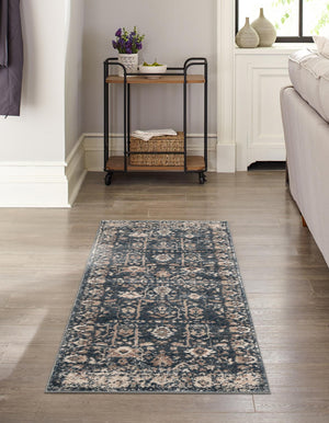 Blue 2' 2 x 12' Portland Runner Area Rug 85% Polypropylene & 15% Polyester Vintage Distressed Traditional Carpet for Home Decor for Sale at Rug Engine