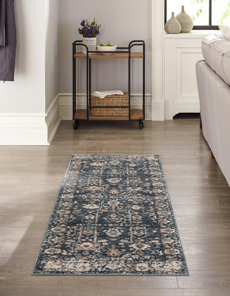 Blue 2' 2 x 12' Portland Runner Area Rug 85% Polypropylene & 15% Polyester Vintage Distressed Traditional Carpet for Home Decor for Sale at Rug Engine