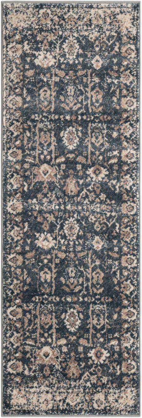Blue 2' x 6' 1 Portland Runner Area Rug 85% Polypropylene & 15% Polyester Vintage Distressed Traditional Carpet for Home Decor for Sale at Rug Engine