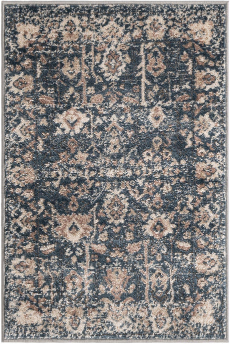 Blue 2' 2 x 3' 1 Portland Rectangle Area Rug 85% Polypropylene & 15% Polyester Vintage Distressed Traditional Carpet for Home Decor for Sale at Rug Engine