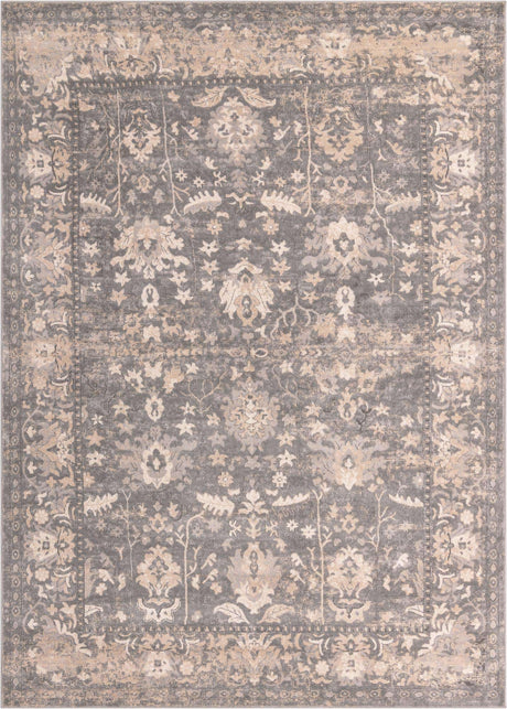 Gray 7' 10 x 11' Portland Rectangle Area Rug 85% Polypropylene & 15% Polyester Vintage Distressed Traditional Carpet for Home Decor for Sale at Rug Engine