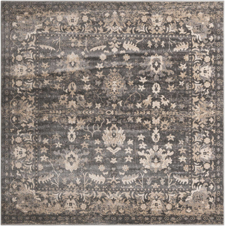 Gray 7' 10 x 7' 10 Portland Square Area Rug 85% Polypropylene & 15% Polyester Vintage Distressed Traditional Carpet for Home Decor for Sale at Rug Engine