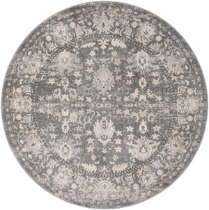 Gray 7' 1 x 7' 1 Portland Round Area Rug 85% Polypropylene & 15% Polyester Vintage Distressed Traditional Carpet for Home Decor for Sale at Rug Engine