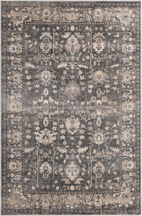 Gray 6' 1 x 9' Portland Rectangle Area Rug 85% Polypropylene & 15% Polyester Vintage Distressed Traditional Carpet for Home Decor for Sale at Rug Engine