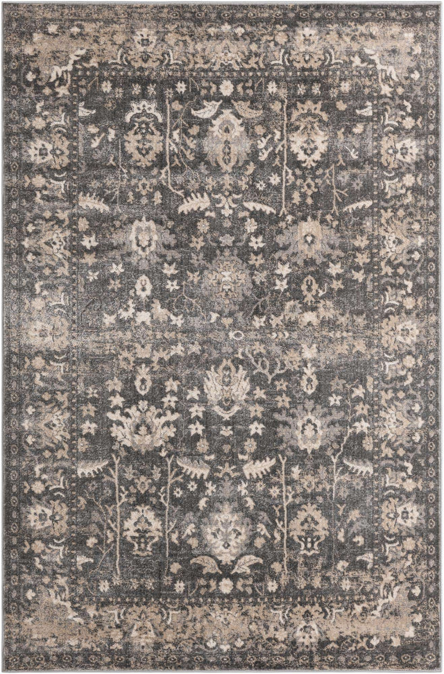 Gray 6' 1 x 9' Portland Rectangle Area Rug 85% Polypropylene & 15% Polyester Vintage Distressed Traditional Carpet for Home Decor for Sale at Rug Engine