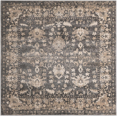 Gray 6' 1 x 6' 1 Portland Square Area Rug 85% Polypropylene & 15% Polyester Vintage Distressed Traditional Carpet for Home Decor for Sale at Rug Engine