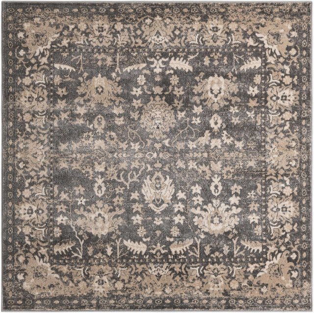 Gray 6' 1 x 6' 1 Portland Square Area Rug 85% Polypropylene & 15% Polyester Vintage Distressed Traditional Carpet for Home Decor for Sale at Rug Engine