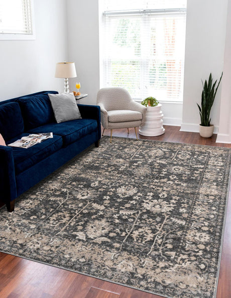 Gray 4' 1 x 6' 1 Portland Rectangle Area Rug 85% Polypropylene & 15% Polyester Vintage Distressed Traditional Carpet for Home Decor for Sale at Rug Engine