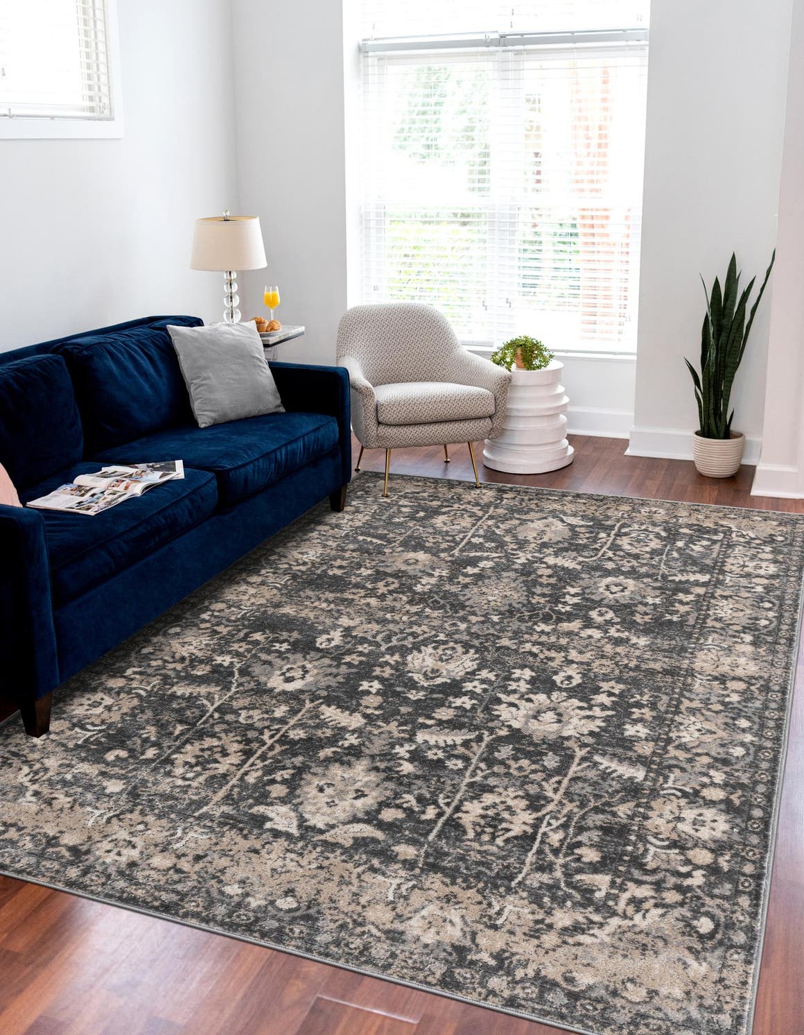 Gray 2' 2 x 3' 1 Portland Rectangle Area Rug 85% Polypropylene & 15% Polyester Vintage Distressed Traditional Carpet for Home Decor for Sale at Rug Engine