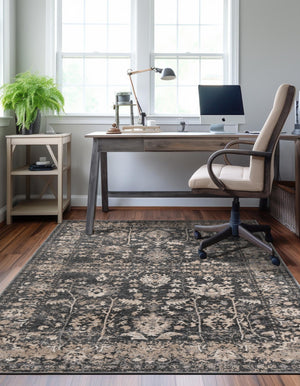 Gray 9' x 12' Portland Rectangle Area Rug 85% Polypropylene & 15% Polyester Vintage Distressed Traditional Carpet for Home Decor for Sale at Rug Engine