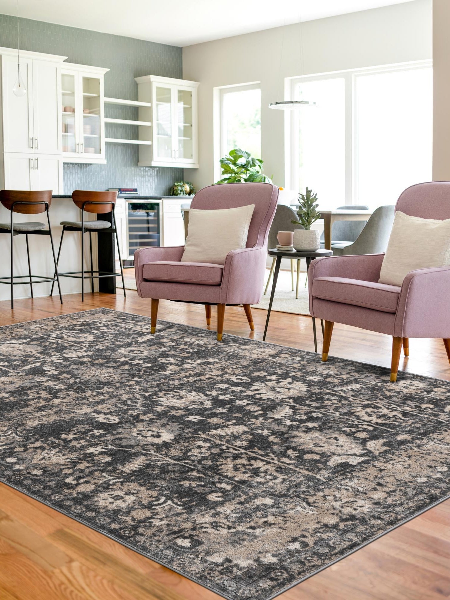 Gray 10' x 13' 1 Portland Rectangle Area Rug 85% Polypropylene & 15% Polyester Vintage Distressed Traditional Carpet for Home Decor for Sale at Rug Engine
