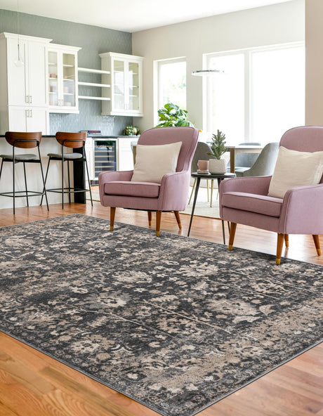 Gray 10' x 13' 1 Portland Rectangle Area Rug 85% Polypropylene & 15% Polyester Vintage Distressed Traditional Carpet for Home Decor for Sale at Rug Engine