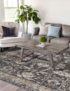 Gray 10' x 14' 1 Portland Rectangle Area Rug 85% Polypropylene & 15% Polyester Vintage Distressed Traditional Carpet for Home Decor for Sale at Rug Engine