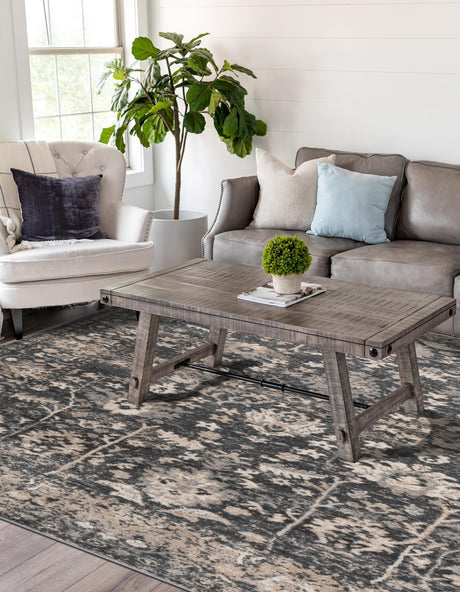 Gray 5' 3 x 8' Portland Rectangle Area Rug 85% Polypropylene & 15% Polyester Vintage Distressed Traditional Carpet for Home Decor for Sale at Rug Engine