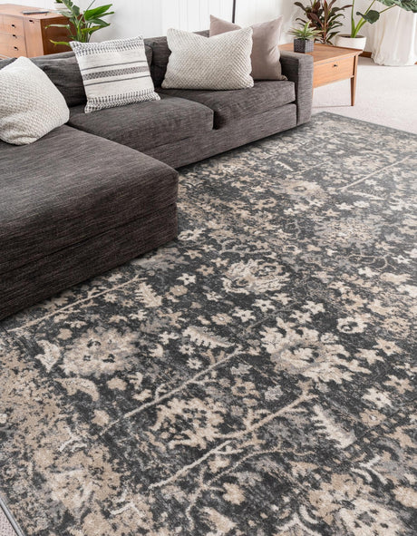 Gray 7' 10 x 10' Portland Rectangle Area Rug 85% Polypropylene & 15% Polyester Vintage Distressed Traditional Carpet for Home Decor for Sale at Rug Engine